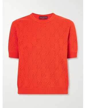 Gucci Perforated Silk And Cotton-Blend Sweater - Rot
