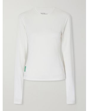 District Vision Logo-Appliquéd Panelled Recycled Mesh T-Shirt - White