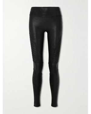 Spanx Moto Faux Stretch-Leather Leggings - Black