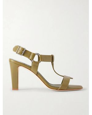 Manolo Blahnik Miona 90 Leather Sandals - Metallic