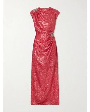 Erdem Draped Sequined Chiffon Gown - Red