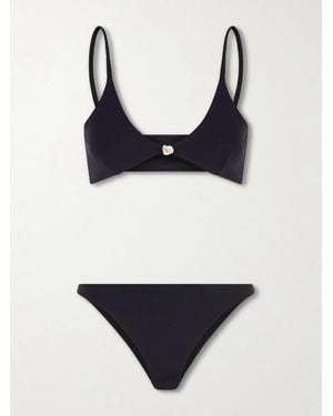 SARA CRISTINA Luna Pearl-Embellished Bikini - Black