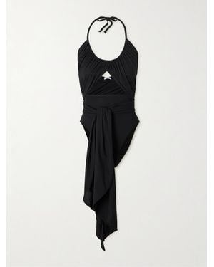 Alaïa Maillot De Bain Dos Nu À Drapés - Noir