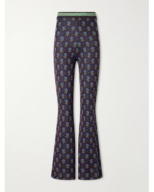 Etro Floral Knitted Flared Pants - Blue