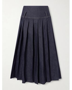 Tolu Coker Pleated Denim Maxi Skirt - Blau