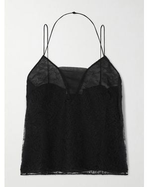 Veronica de Piante Mariana Layered Lace And Silk-Georgette And Camisole - Black
