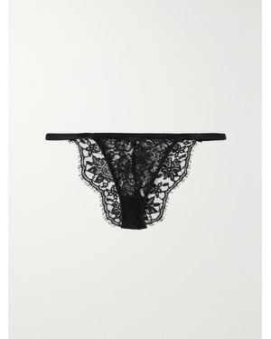 Coco De Mer Hera Brazilian Satin-Trimmed Leavers Lace Briefs - Black