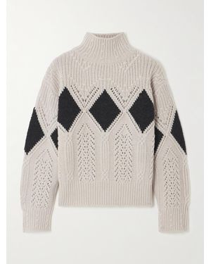 Altuzarra Grady Argyle Cable-Knit Wool Turtleneck Jumper - Natural