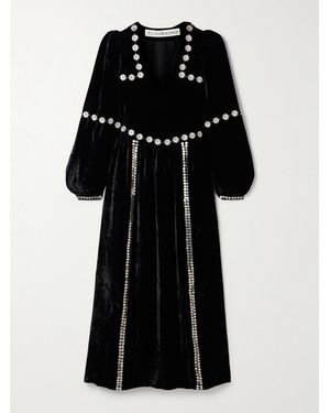 Alix Of Bohemia Imogen Sabel Embellished Velvet Midi Dress - Black
