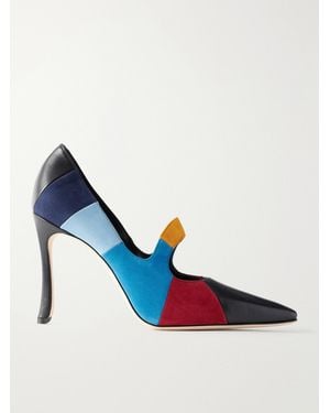Manolo Blahnik Difusa 105 Suede And Leather Pumps - Blue
