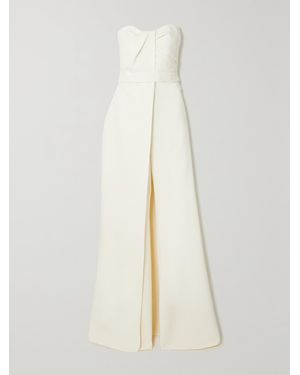 Safiyaa Layered Strapless Crepe Jumpsuit - White