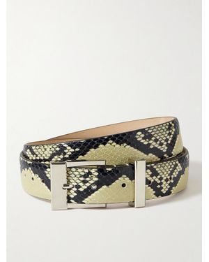 KHAITE Mahattan Snake-Effect Leather Belt - Metallic