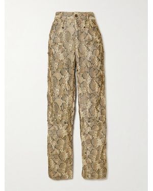 Isabel Marant Emmy Panelled Snake-Print Cotton-Blend Corduroy Wide-Leg Trousers - Natural