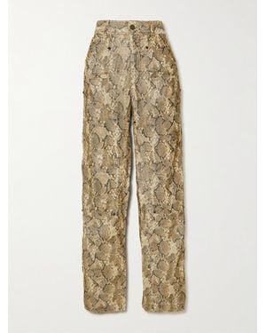 Isabel Marant Emmy Hose Mit Weitem Bein Aus Cord Aus Einer Baumwollmischung Mit Schlangenprint - Natur