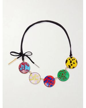 Dries Van Noten Embellished-Tone Statement Necklace - Blue