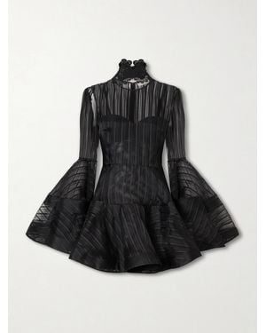 Zimmermann Valiant Lantern Silk-Chiffon Mini Dress - Black