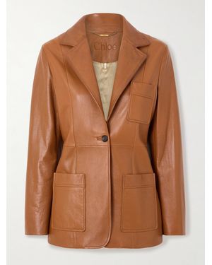 Chloé Panelled Leather Jacket - Brown