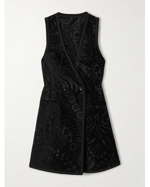 Etro Double-Breasted Velvet-Jacquard Vest - Black