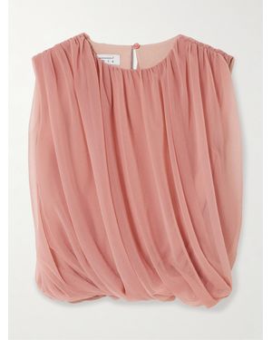 Abadia Gathered Chiffon Top - Pink