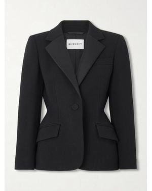 Givenchy Silk-Blend Twill-Trimmed Textured Wool-Blend Blazer - Black
