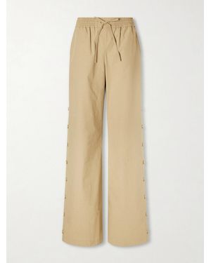 Zimmermann Valiant Button Cotton Wide-Leg Trousers - Natural