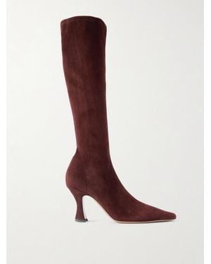 Neous Suede Knee Boots - Red
