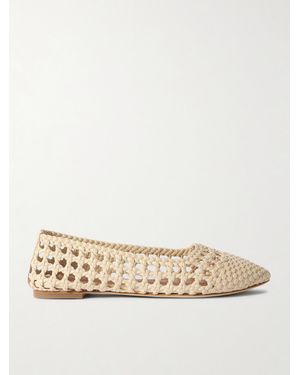 STAUD Nell Woven Leather Ballet Flats - Natural