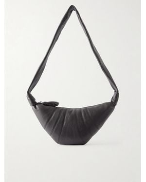 Lemaire Croissant Small Panelled Textured-Leather Shoulder Bag - White