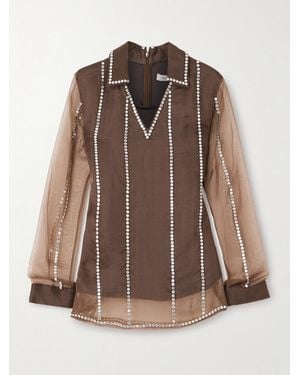 Wales Bonner Presence Studded Organza Blouse - Brown