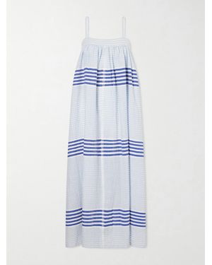 lemlem Eda Striped Cotton-Gauze Midi Dress - Blue