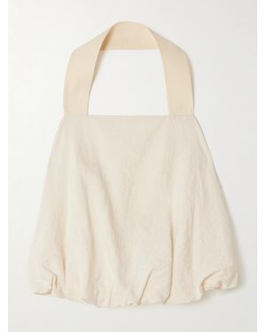 St. Agni Cloud Twisted Crinkled Silk-Blend Halterneck Top - Natural