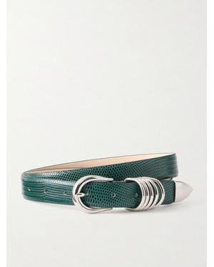 DEHANCHE Hollyhock Lizard-Effect Leather Belt - Green