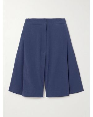 TOVE Bella Pleated Linen-Blend Shorts - Blue