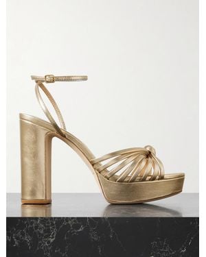 Loeffler Randall Rivka Knotted Metallic Leather Sandals - Natural