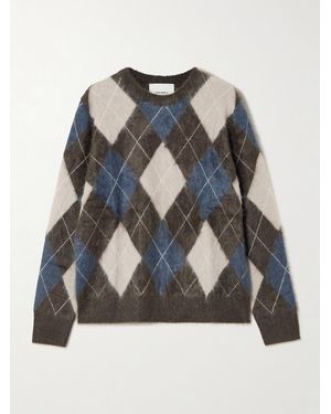 Lisa Yang Margy Argyle Brushed-Cashmere Jumper - Blue
