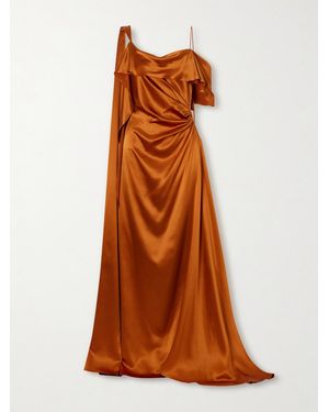 ROKSANDA Lysa Draped Silk-Satin Gown - Brown