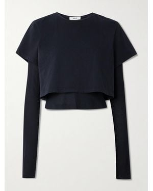 Agolde Verkürztes, Mehrlagiges Oberteil Aus Biobaumwoll-Jersey Mit Gerippten Partien - Blau