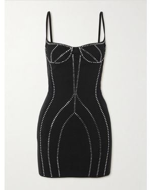 The Attico Crystal-Embellished Jersey Mini Dress - Black