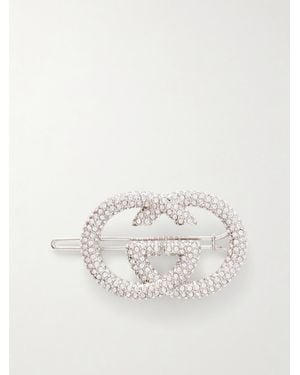 Gucci Interlocking Gg Crystal-Embellished-Tone Hair Clip - Natur