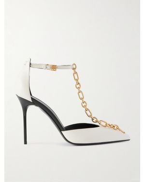 Balmain Pumps Aus Leder Mit Kette - Natur