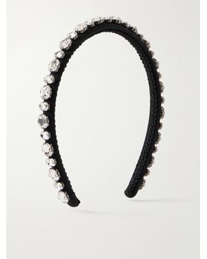 Erdem Narrow Emb Crystal-Embellished Woven Headband - Black