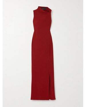 Cortana Fiona Asymmetric Silk-Blend Maxi Dress - Red