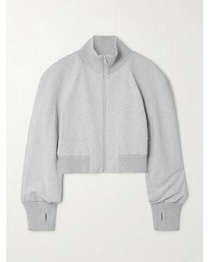 Norma Kamali Oversized Stretch-Cotton Jersey Bomber Jacket - Gray
