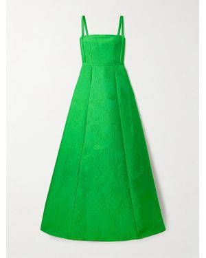 Emilia Wickstead Robe Du Soir En Cloqué À Plis Mathilde - Vert