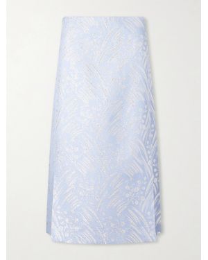 Tory Burch Metallic Jacquard-Knit Midi Skirt - White