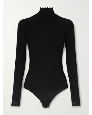 Givenchy Open-Back Lace Turtleneck Bodysuit - Black