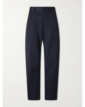 Nili Lotan Shon Wool-Gabardine Straight-Leg Pants - Blue