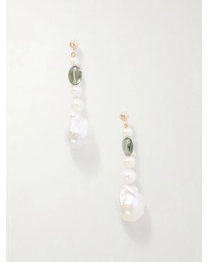 Loren Stewart Poet 14-Karat, Pearl And Tourmaline Earrings - White