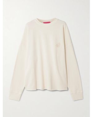 The Elder Statesman Daily Embroidered Cotton And Cashmere-Blend Sweatshirt - Natural