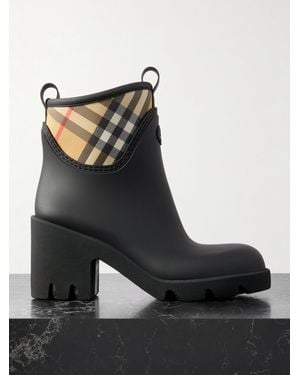 Burberry Marsh Stamp Checked Nylon-Trimmed Rubber Ankle Boots - Black